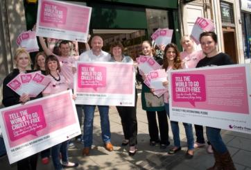 Campaigning with The Body Shop for a global ban on animal tested cosmetics